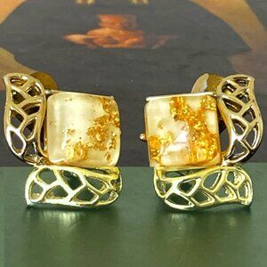 Mid century Coro earrings with gold confetti flakes